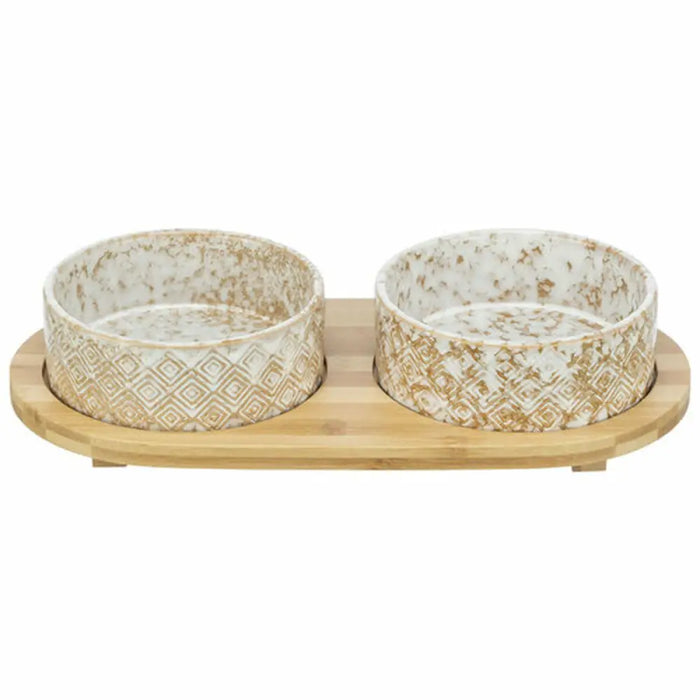 Dog Feeder Trixie White Light brown Bamboo - Домашни Животни<<<Дом Градина<<<BigBuy&&&Купички за храна и вода<<<Домашни