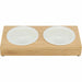 Dog Feeder Trixie White Natural Ceramic Bamboo Ø 12 cm 2 x 250 ml 30 × 5 × 14 cm - Домашни Животни<<<Дом