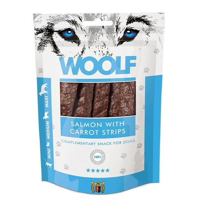 Dog Snack Woolf Salmon with carrot strips Salmon 100 g - Хранене на домашни любимци<<<Домашни Животни<<<Дом