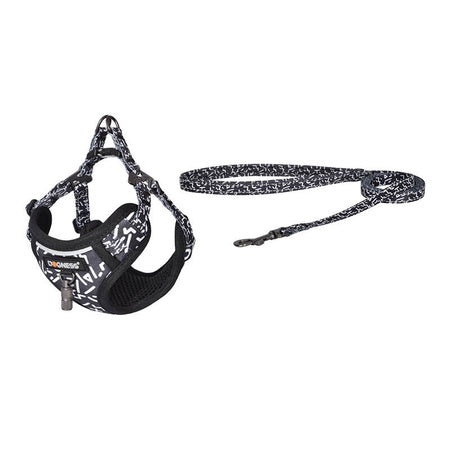 Dogness walking set leash 1,5m + harness for dog (black and white) - Walking and transportation<<<Pets<<<InnproXML