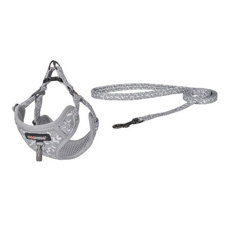 Dogness walking set leash 1,5m + harness for dog (light gray) - Walking and transportation<<<Pets<<<InnproXML