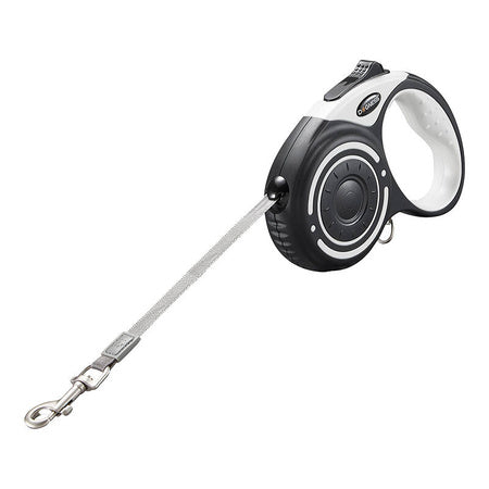 Automatic leash 5m with flashlight and bag container and Dogness bags (gray)