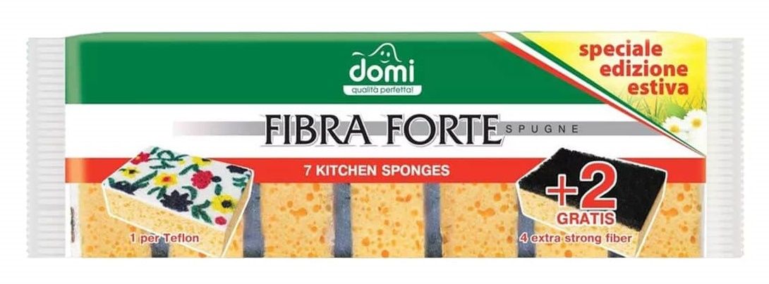 Комплект кухненски гъби Domi - Fibra Forte, 5 броя, жълти