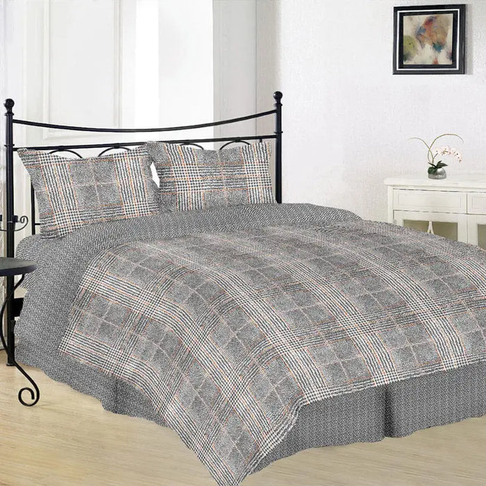 DOUBLE BEDROOM SET 4 PIECE POLYCOTTON DITEX ORANGE CHECK - Спално бельо<<<Текстил за спалня<<<Мебели и