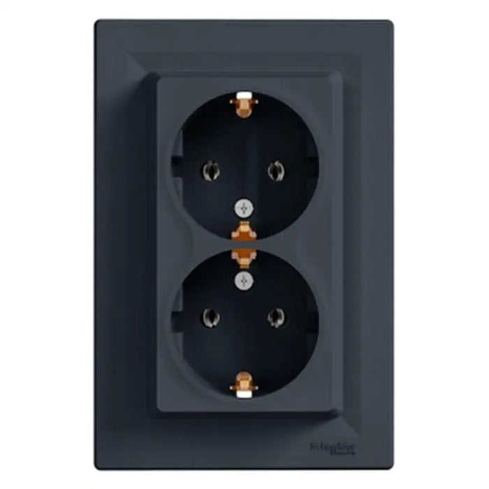 DOUBLE CONTACT ANTHRACITE SCHNEIDER ASFORA - Ключове и контакти<<<Електроматериали<<<Praktiker&&&Ключове и
