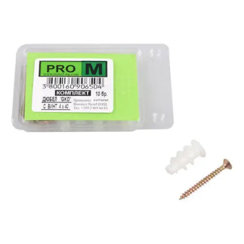 DOWEL FOR PLASTERBOARD WITH SCREW 10 PCS PRO M GKD - Комплекти дюбели и винтове<<<Дюбели<<<Инструменти и