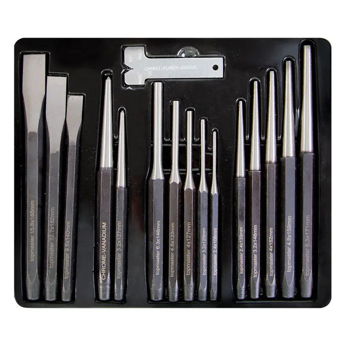 DRILL AND CUTTERS KIT 15 PCS + TOPMASTER ANGLE METER - Чукове и секачи<<<Ръчни инструменти<<<Инструменти и