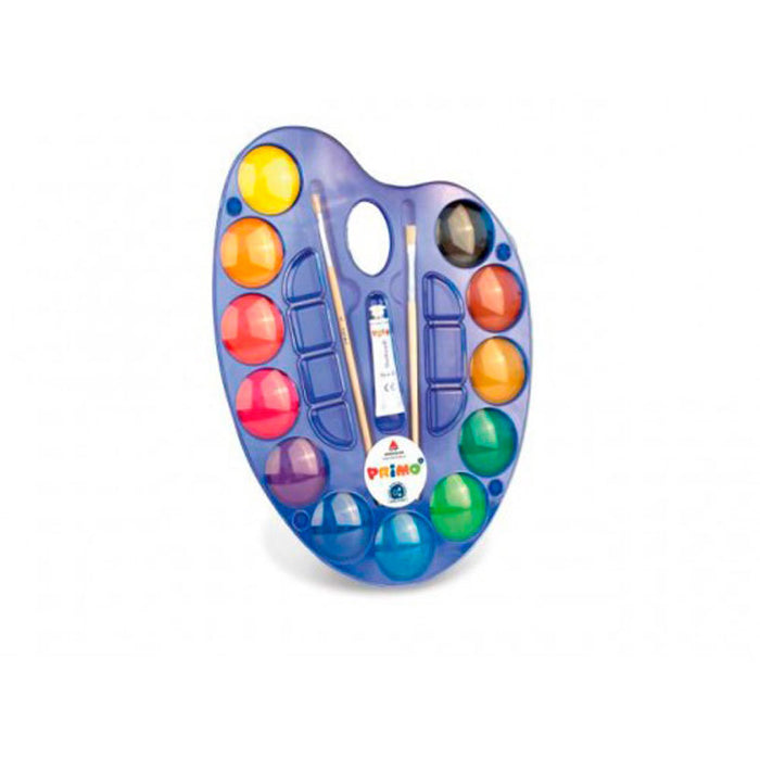 WATERCOLOR 12 COLORS. IN PALETTE, 44 MM., WHITE TUBE