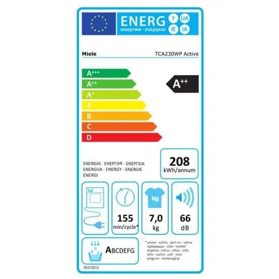 Dryer MIELE TCA230WP Active 7 kg Heat pump - Сушилни с термопомпа<<<Сушилни<<<Едра бяла
