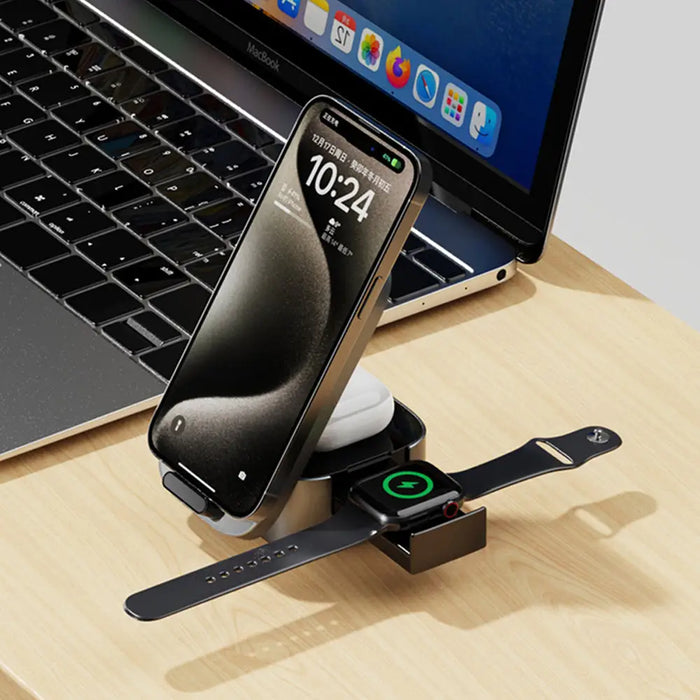 Dudao A11Pro+ 15W 3in1 Inductive Charger for Phone/Smartwatch/Headphones - Black - Cell phone USB charger<<<HurtelXML