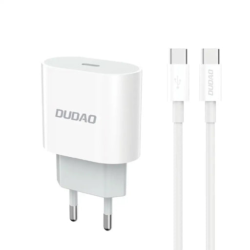 Dudao A14EUC PD 20W USB-C Wall Charger with Cable - White - Cell phone USB charger<<<HurtelXML