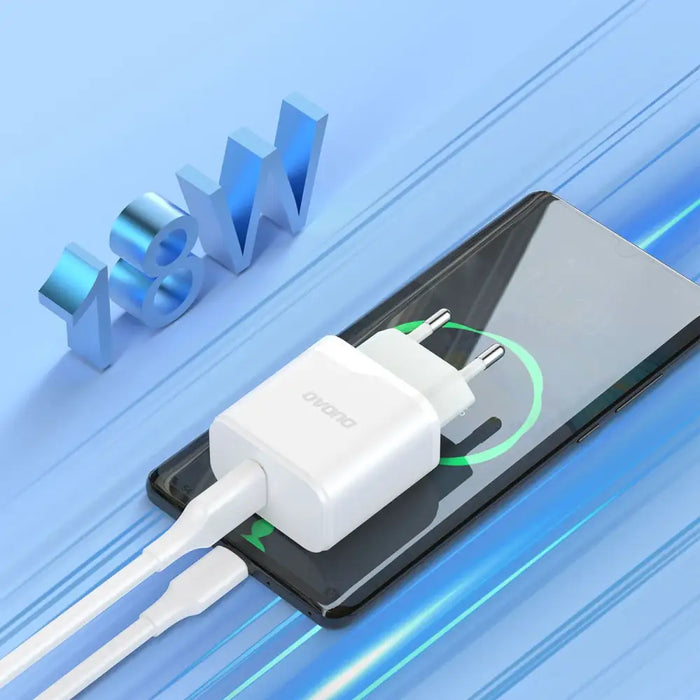 Dudao A20EU USB-A 18W network charger - white + USB-A - micro USB cable - Cell phone USB charger<<<HurtelXML