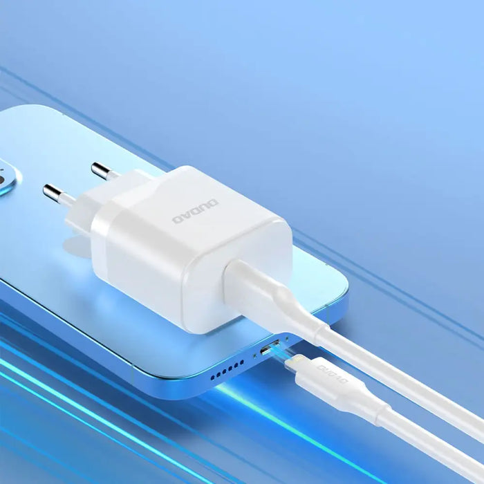 Dudao A20EU USB-A 18W network charger - white + USB-A - micro USB cable - Cell phone USB charger<<<HurtelXML