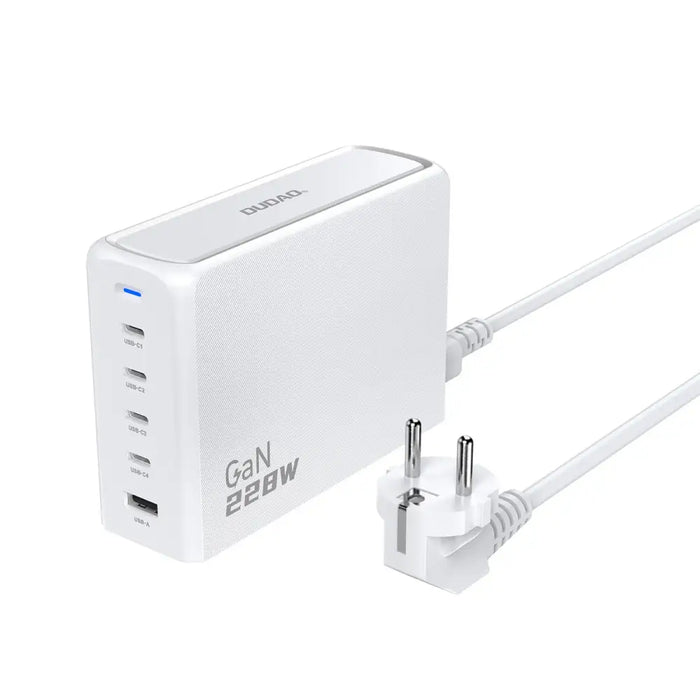 Dudao A228EU GaN charger 1x USB-A 4x USB-C PD 228W - white - Cell phone USB charger<<<HurtelXML
