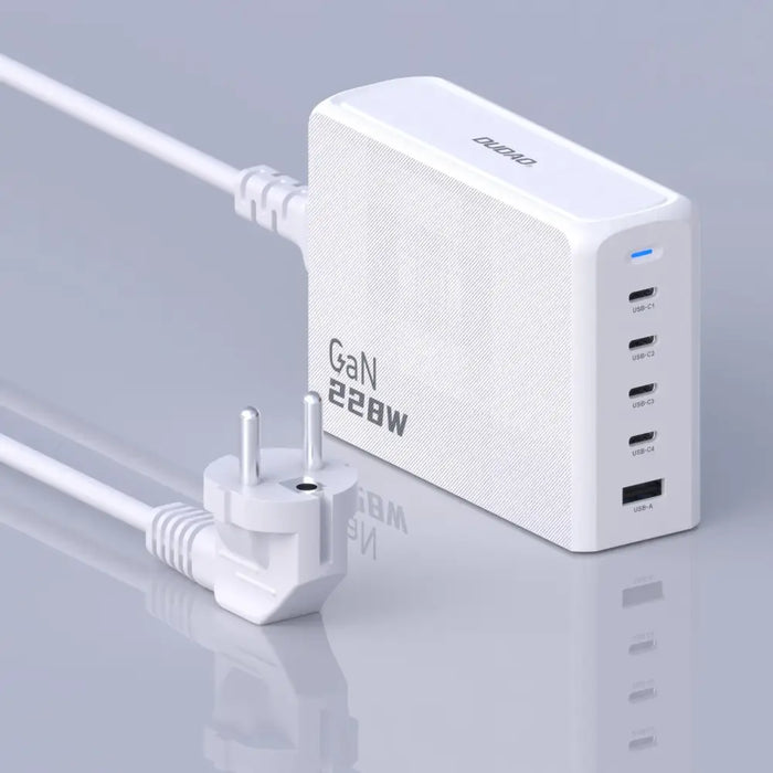 Dudao A228EU GaN charger 1x USB-A 4x USB-C PD 228W - white - Cell phone USB charger<<<HurtelXML