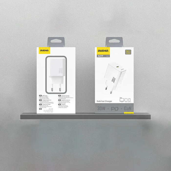 Dudao A27P 30W PD GaN USB-C Wall Charger - White - Cell phone USB charger<<<HurtelXML