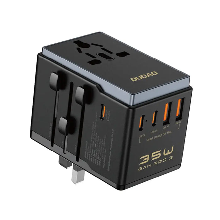 Dudao A35Pro 35W EU / UK / AUS / US / JP travel adapter 3x USB-C 2x USB-A - black - Cell phone USB charger<<<HurtelXML