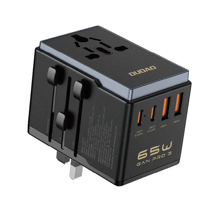 Dudao A65Pro 65W EU / US / JP / AUS / UK travel adapter 2x USB-C 2x USB-A - black - Cell phone USB charger<<<HurtelXML