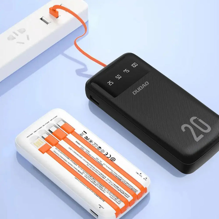Dudao capacious powerbank with 3 built-in cables 20000mAh USB Type C + micro USB + Lightning white (Dudao K6Pro +)