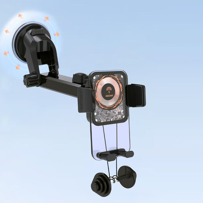 Dudao F19 clamp car holder with 15W inductive charger - black - Cell phone holders<<<HurtelXML