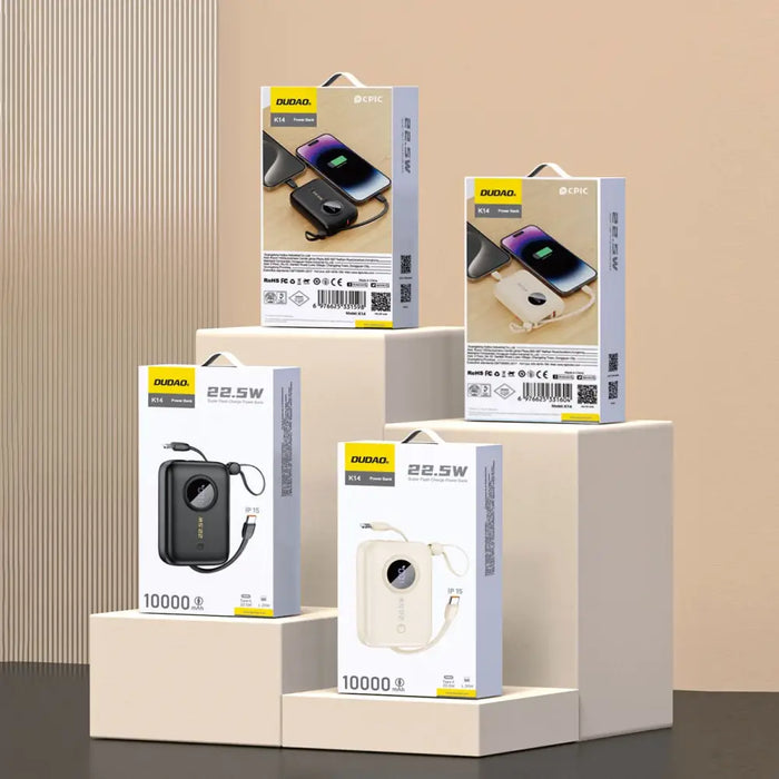 Dudao K14 10000mAh power bank with USB-C / Lightning cables - black - Powerbanks<<<HurtelXML