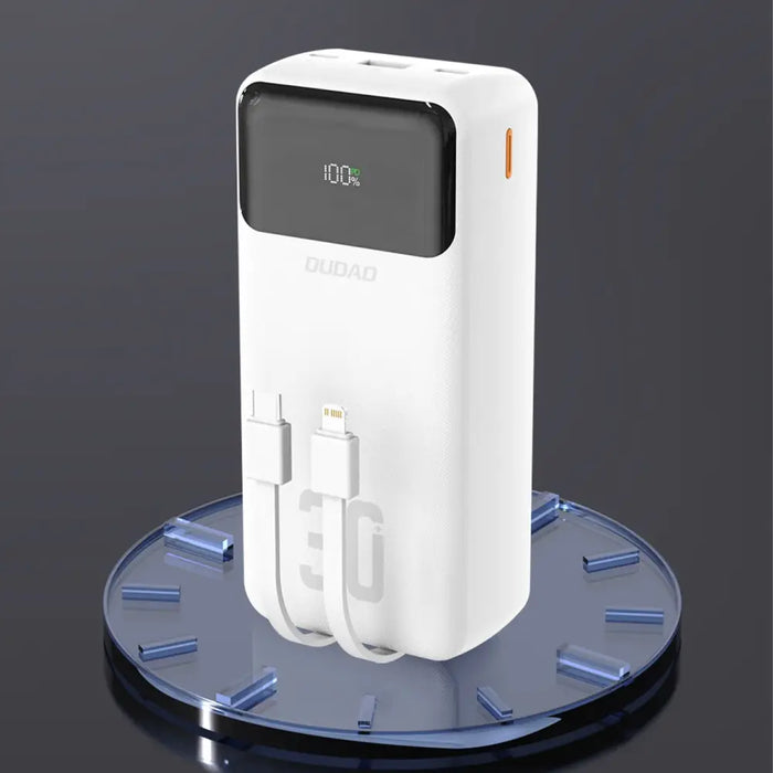 Dudao K15MAX 30000mAh PD 22.5W Powerbank with Built-in Cables - White - Powerbanks<<<HurtelXML