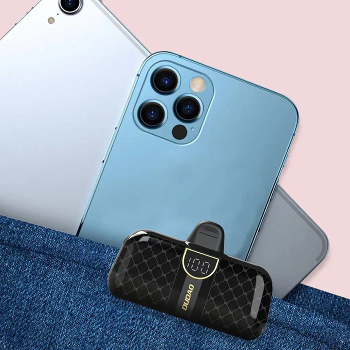 Dudao K20SL 5000mAh mini power bank with Lightning / USB-C connectors - black - Powerbanks<<<HurtelXML