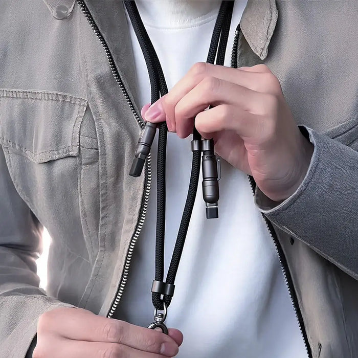 Dudao L20MAX 4in1 Cable / Lanyard USB-A / USB-C / Lightning PD QC 65W 1.5m - Black - Cell phone cables<<<HurtelXML