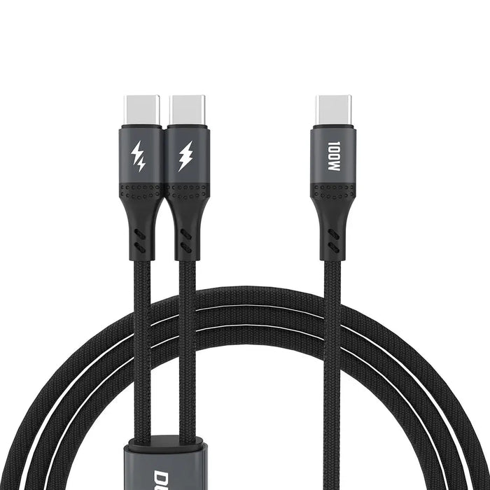 Dudao L3F 2in1 Cable 100W 1.2m 2 x USB-C - Black - Cell phone cables<<<HurtelXML