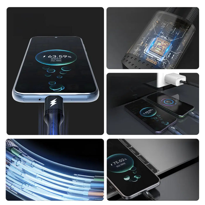 Dudao L3F 2in1 Cable 100W 1.2m 2 x USB-C - Black - Cell phone cables<<<HurtelXML