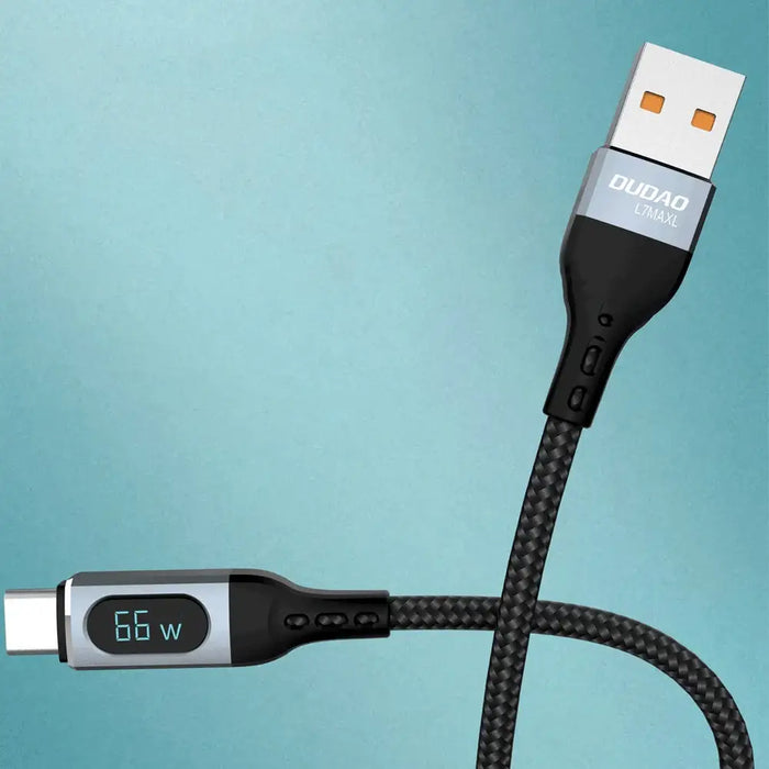 Dudao L7Max USB Cable - USB Type C Fast Charging PD 66W 1m with Display - Black - Cell phone cables<<<HurtelXML