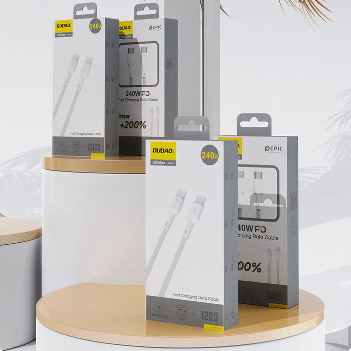 Dudao L9C Max 240W PD USB-C - USB-C Cable 1.2m - White - Cell phone cables<<<HurtelXML