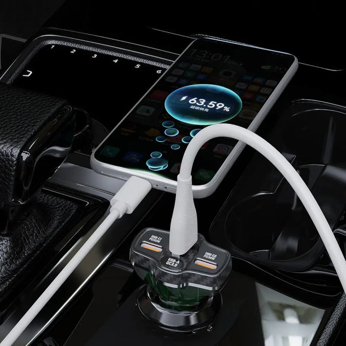 Dudao R78 78W Car Charger USB-C PD / 2xUSB-A QC - Black - Cell phone USB charger<<<HurtelXML