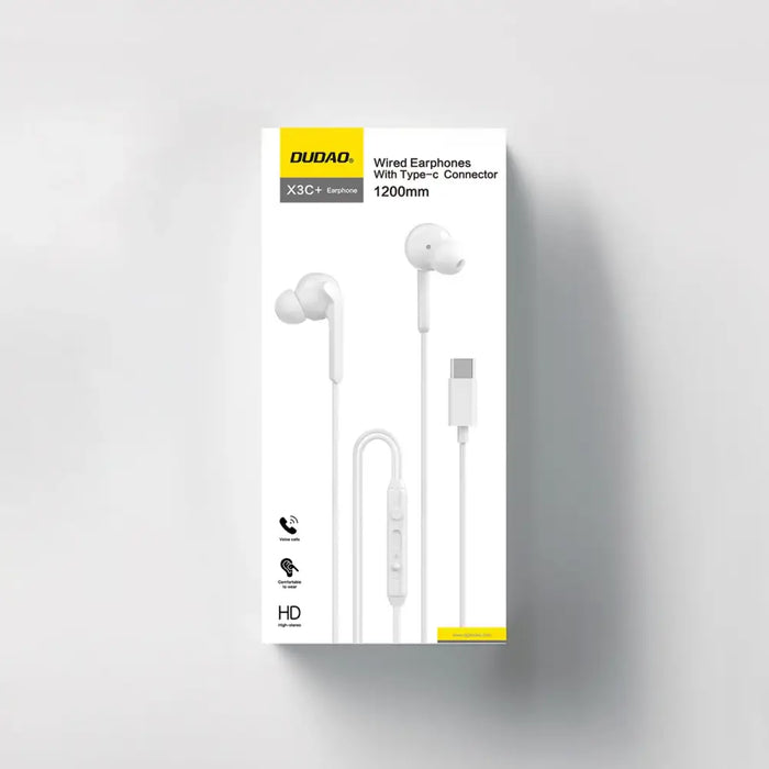 Dudao X3C+ Wired USB-C In-Ear Headphones 1.2m - White - Headphones and speakers<<<HurtelXML