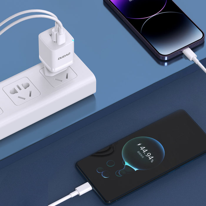 Wall charger GaN 33W PPS USB C/USB Dudao A13Pro - white