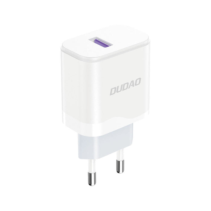 Dudao A20EU USB-A 18W wall charger - white + USB-A - USB-C cable