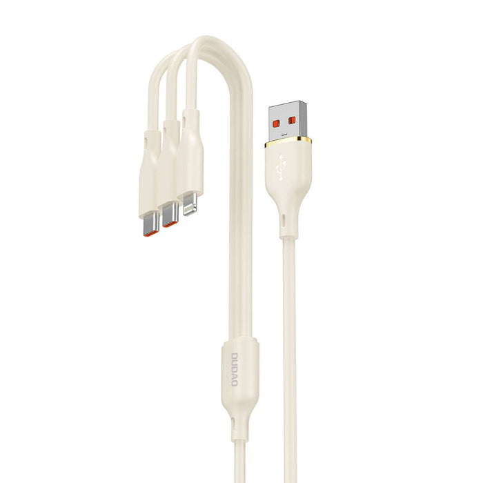 Dudao L7SE 3in1 USB-A - 2x USB-C / Lightning 66W Cable 1.2m - beige