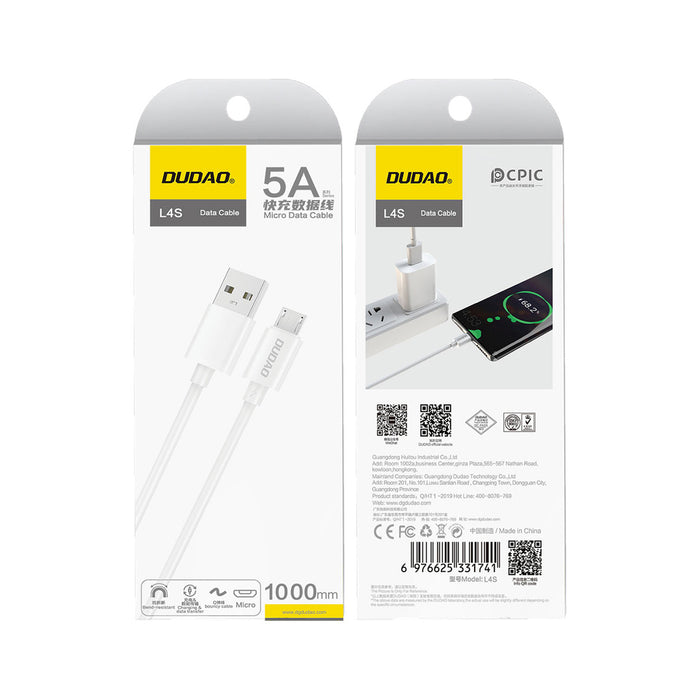 Dudao L4SM USB-A / micro USB cable 2A 1m - white