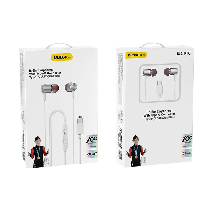 Dudao X1PROT In-Ear Wired USB-C Headphones 1.2 m - White