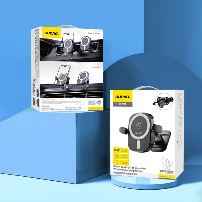 Dudao FW11 Car Phone Holder with 15W Inductive Charger for Air Vent/Cockpit - Black