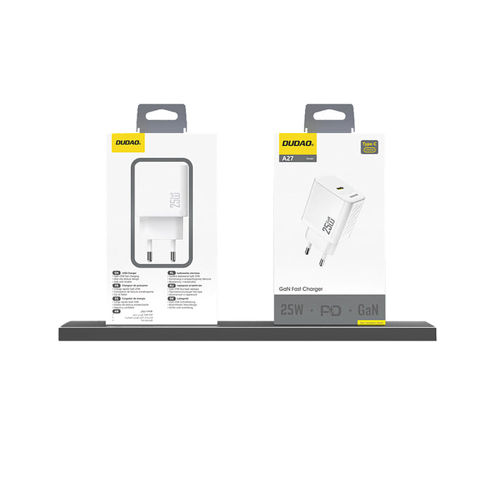 Dudao A27 25W GaN USB-C Wall Charger - White