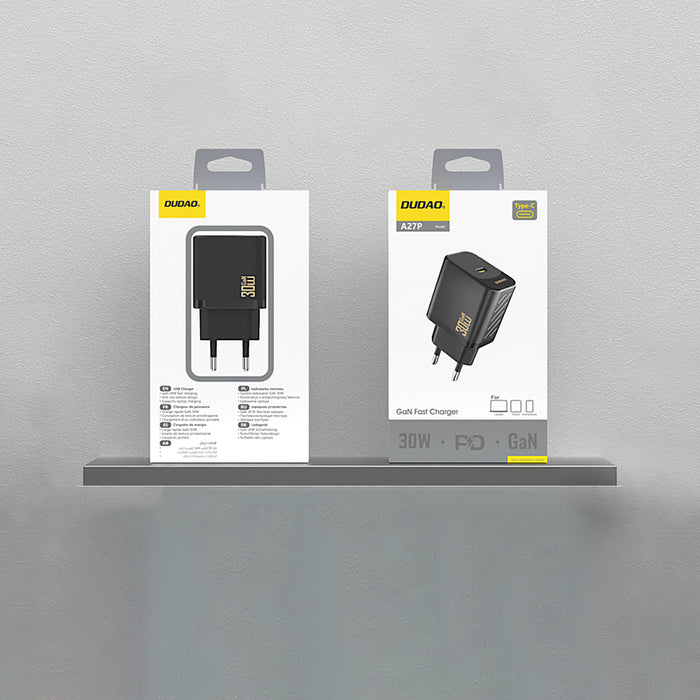 Dudao A27P 30W PD GaN USB-C Wall Charger - Black