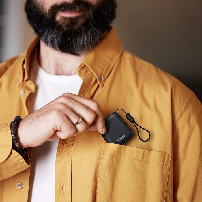 Dudao K22+ Ultra-Compact Power Bank 10000mAh 22.5W USB-C with Pendant/Cable - Gray