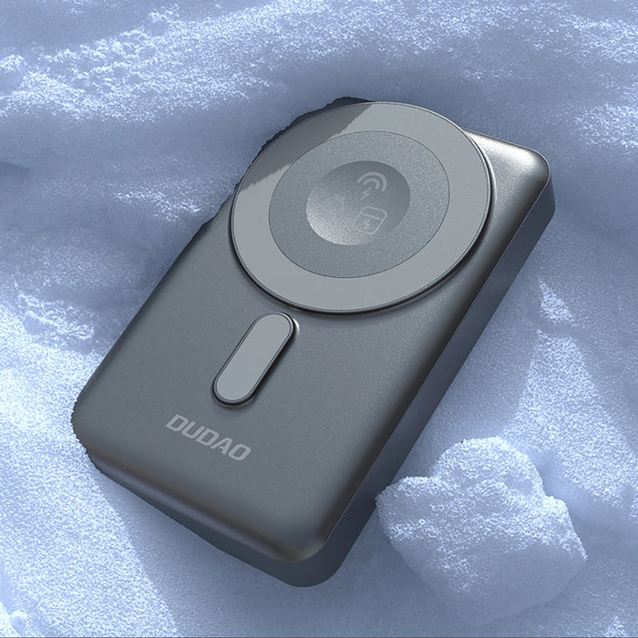 Dudao K29 10000mAh PD 20W MagSafe Power Bank with Metal Case, Stand and Built-in USB-C/ Lightning Cables - Gray