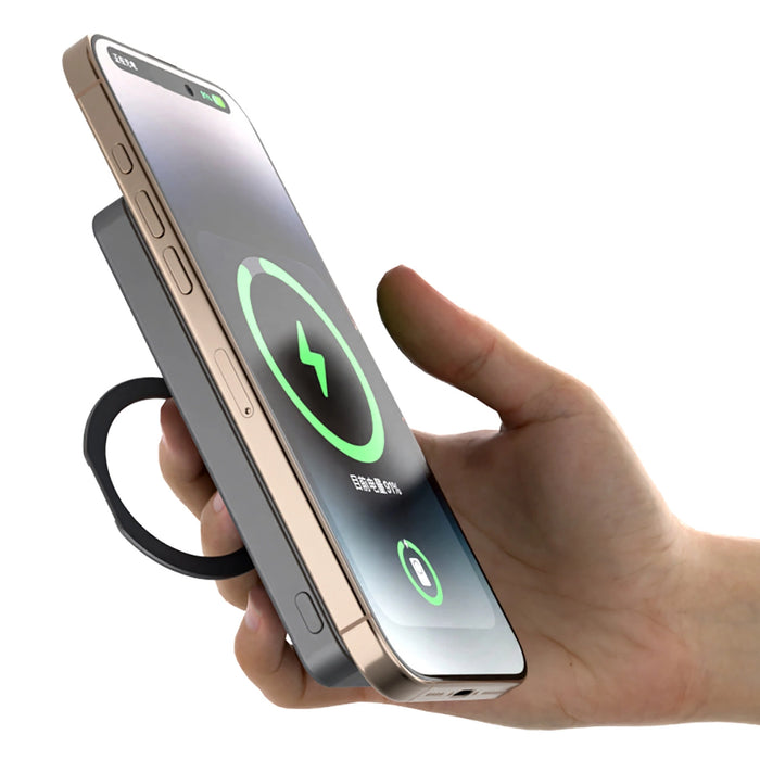 Dudao K28 10000mAh PD 22.5W MagSafe Powerbank with Metal Case and Ring Stand - Silver