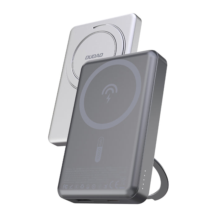 Dudao K28 10000mAh PD 22.5W MagSafe Powerbank with Metal Case and Ring Stand - Silver
