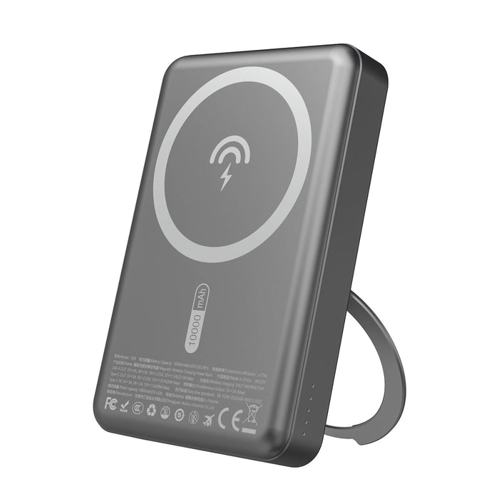 Dudao K28 10000mAh PD 22.5W MagSafe Powerbank with Metal Case and Ring Stand - Gray