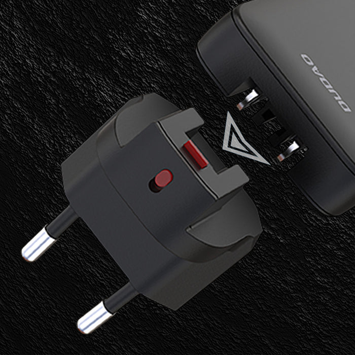 Dudao A65Q 65W GaN Travel Wall Charger USB-A / USB-C PD Ultra-Thin EU / US - Black