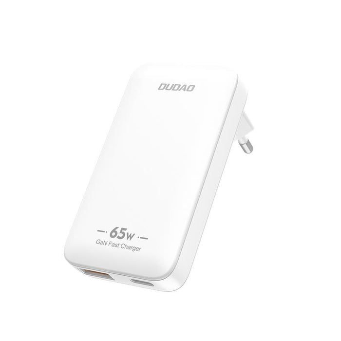 Dudao A65Q 65W GaN Travel Wall Charger USB-A / USB-C PD Ultra-Thin EU / US - White