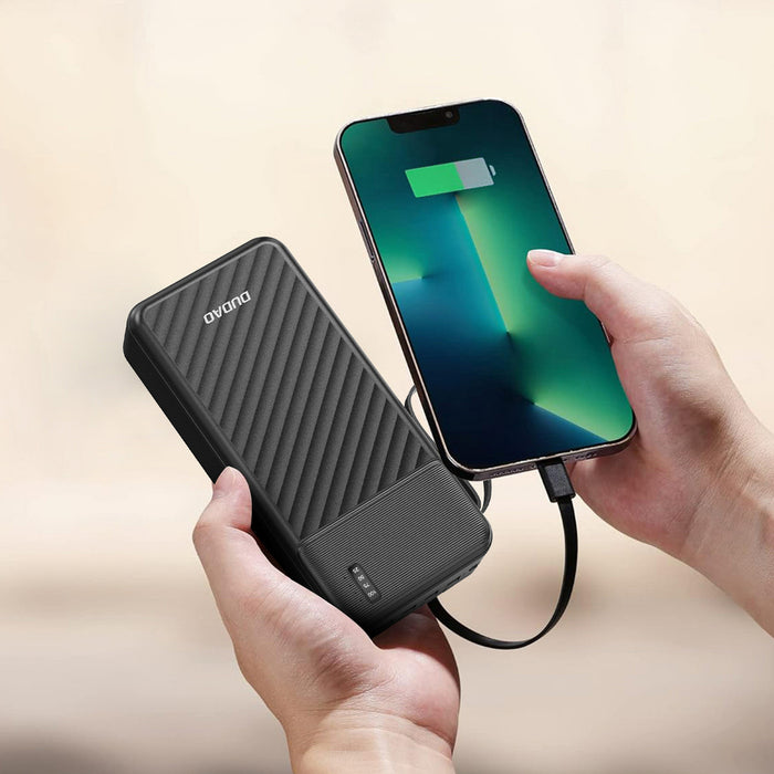 Dudao K11 Pro 20000mAh Powerbank with Built-in Cables - Black